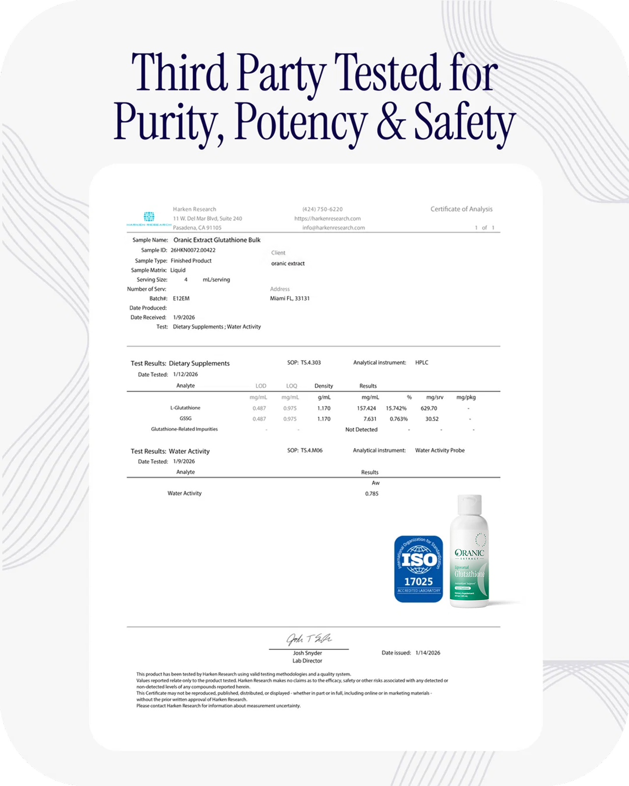 Oranic Extract Liposomal Glutathione
