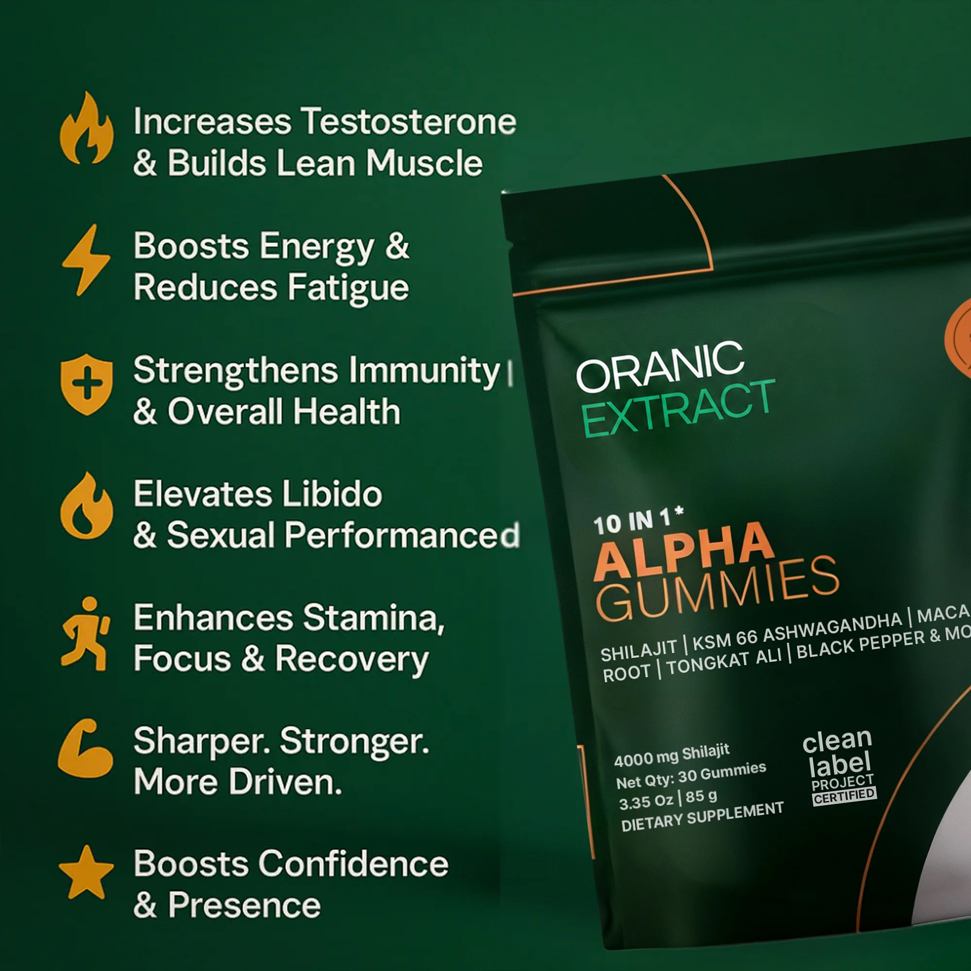 Oranic Extract ™ 10 in 1 Alpha Gummies