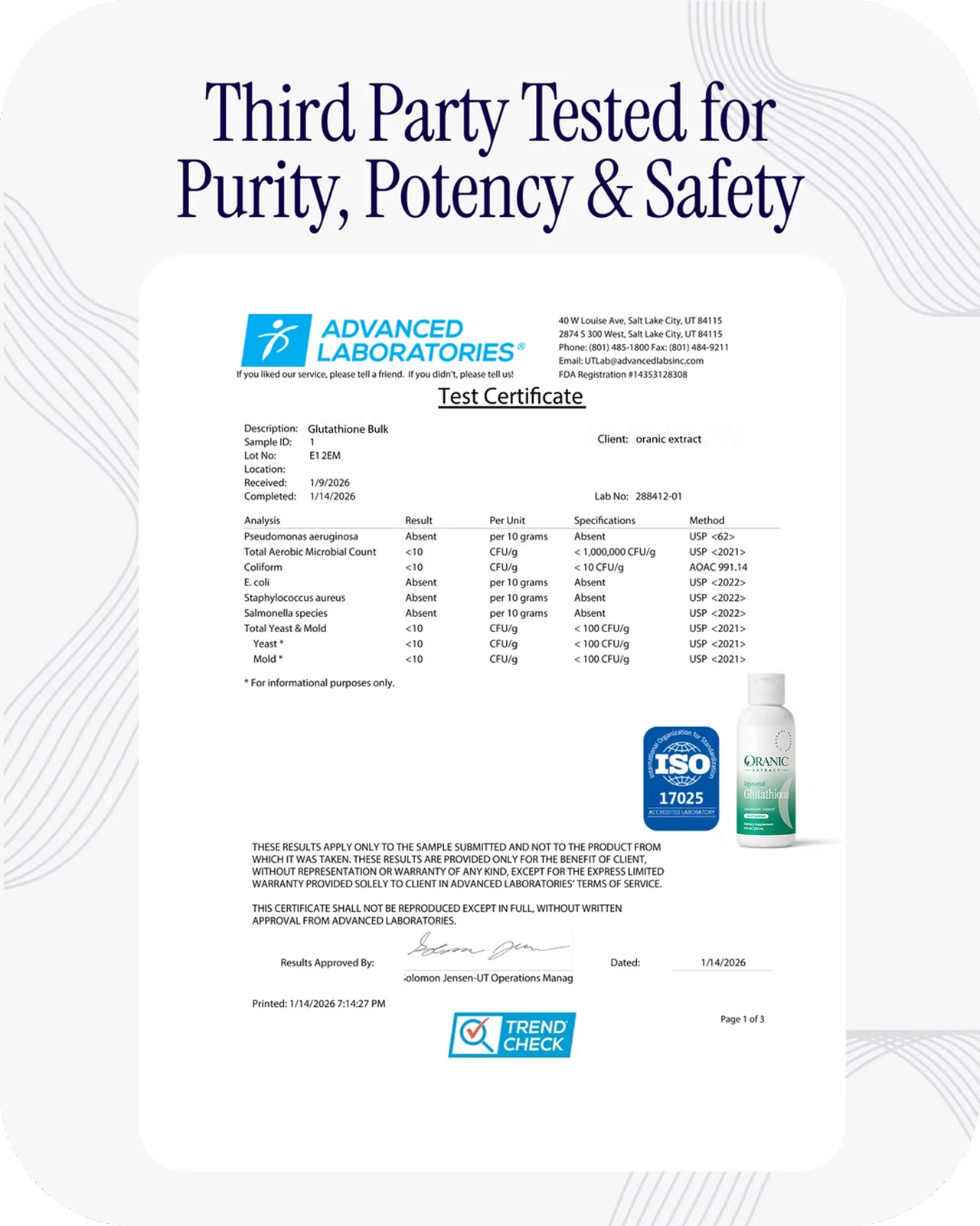 Oranic Extract Liposomal Glutathione