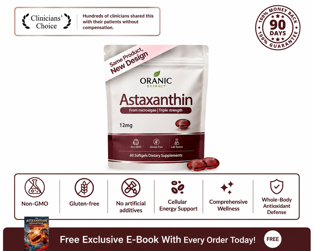 Oranic Extract Astaxanthin - Nature’s Most Powerful Antioxidant for Whole Body Support & Cellular Protection